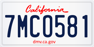 CA license plate 7MCO581