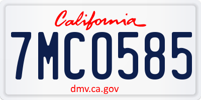 CA license plate 7MCO585