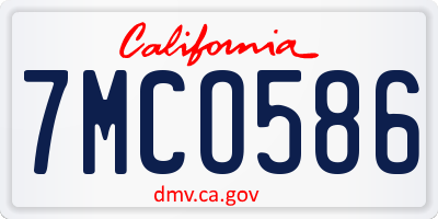 CA license plate 7MCO586