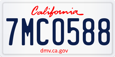 CA license plate 7MCO588