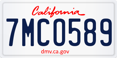 CA license plate 7MCO589