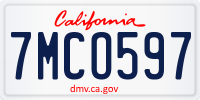 CA license plate 7MCO597