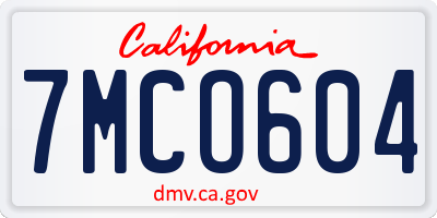 CA license plate 7MCO604