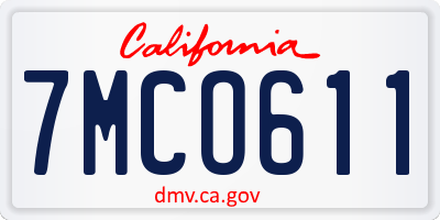 CA license plate 7MCO611