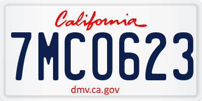 CA license plate 7MCO623