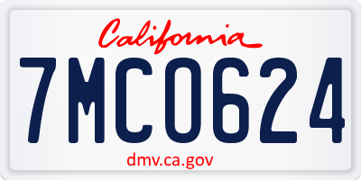CA license plate 7MCO624
