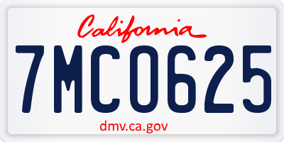 CA license plate 7MCO625