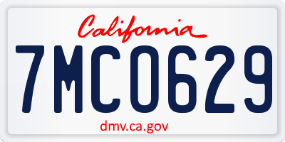 CA license plate 7MCO629
