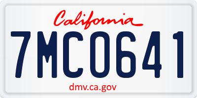 CA license plate 7MCO641