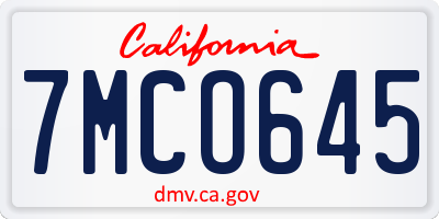 CA license plate 7MCO645