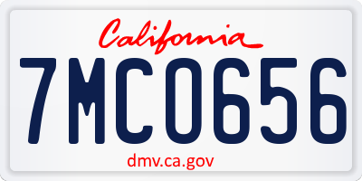 CA license plate 7MCO656