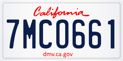 CA license plate 7MCO661