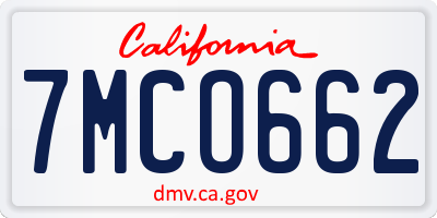 CA license plate 7MCO662