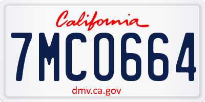 CA license plate 7MCO664