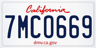 CA license plate 7MCO669