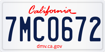 CA license plate 7MCO672