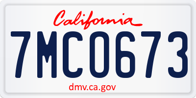 CA license plate 7MCO673