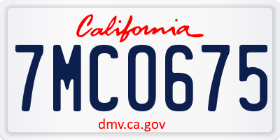 CA license plate 7MCO675