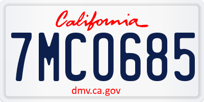 CA license plate 7MCO685