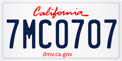 CA license plate 7MCO707