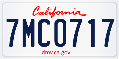 CA license plate 7MCO717