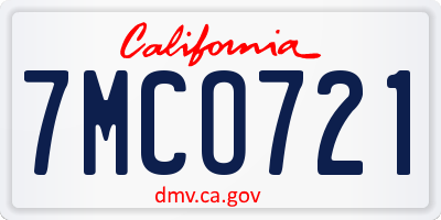 CA license plate 7MCO721