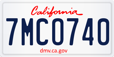 CA license plate 7MCO740