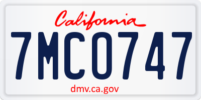 CA license plate 7MCO747