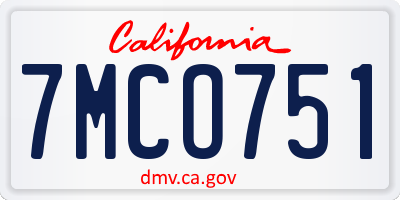 CA license plate 7MCO751