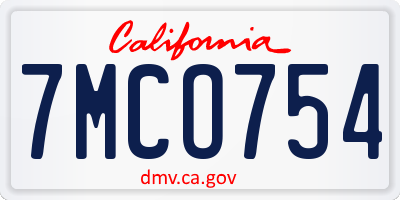 CA license plate 7MCO754