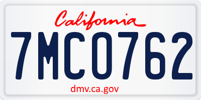 CA license plate 7MCO762