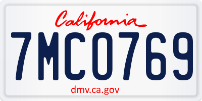 CA license plate 7MCO769