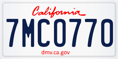 CA license plate 7MCO770