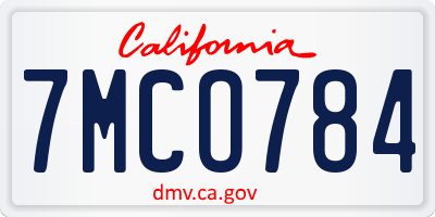 CA license plate 7MCO784