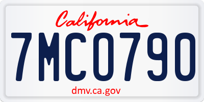 CA license plate 7MCO790