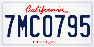 CA license plate 7MCO795
