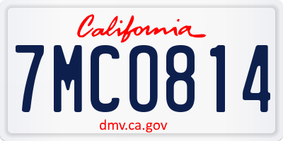CA license plate 7MCO814