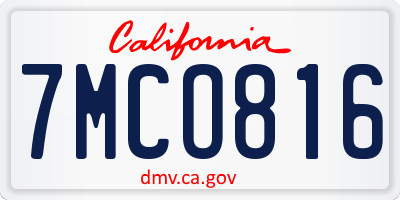 CA license plate 7MCO816