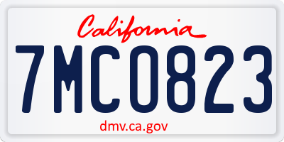 CA license plate 7MCO823