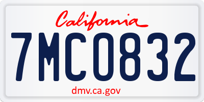 CA license plate 7MCO832