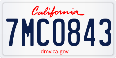 CA license plate 7MCO843