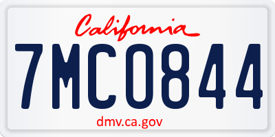 CA license plate 7MCO844