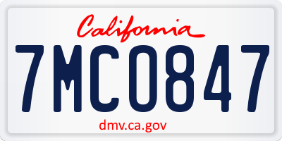 CA license plate 7MCO847