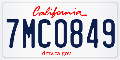 CA license plate 7MCO849