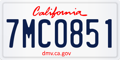 CA license plate 7MCO851