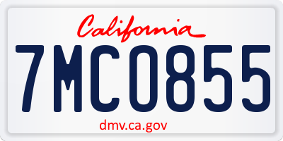 CA license plate 7MCO855