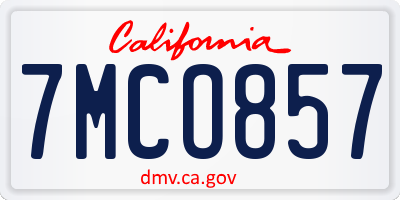 CA license plate 7MCO857