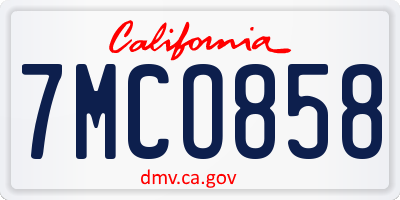 CA license plate 7MCO858