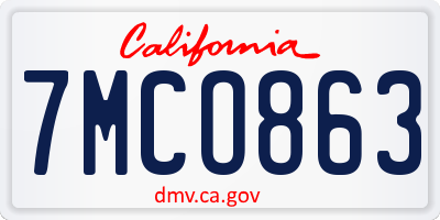 CA license plate 7MCO863