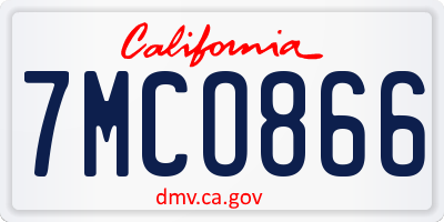 CA license plate 7MCO866